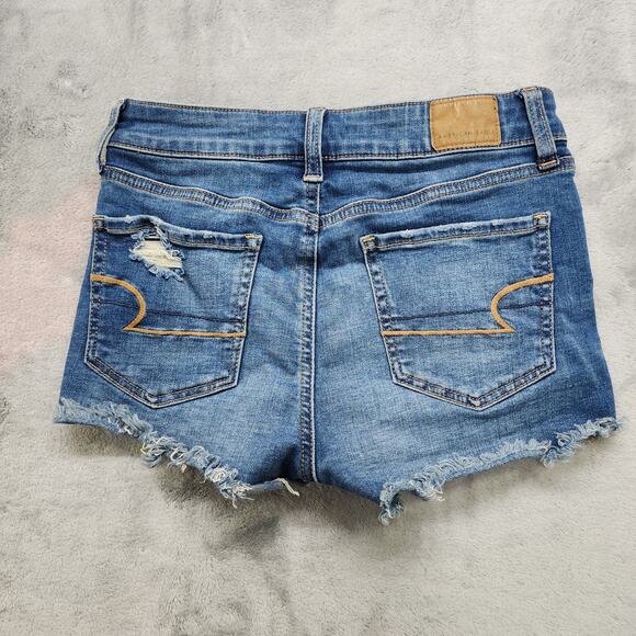 American Eagle Shorts Womens 0 Blue Super Stretch High Rise Shortie Button Fly - Picture 2 of 13